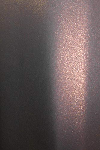 Netuno 20x Bastelpapier Perlmutt-Schwarz DIN A4 210x 297 mm 120g Aster Metallic Black Cooper schwarzes Perlmuttpapier mit Kupferpartikeln schimmernd glänzend Perlglanz-Papier Glanzpapier von Netuno
