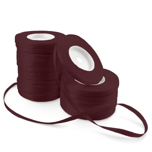 Netuno 20x Satinband Bordeaux dunkel 6 mm x 32 m Schleifenbänder bunt Geschenkbänder farbig Dekobänder Stoff Geschenk Schleife Satinrolle Polyester Soffbänder Schmuck Bänder farbig silk ribbon von Netuno