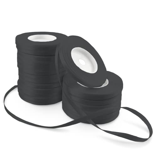 Netuno 20x Satinband Graphitgrau 6 mm x 32 m Schleifenband bunt Geschenkband farbig Dekoband Stoffband Satinrolle Satinbänder graue Schleife Geschenk Dekoration Satinband Rolle ribbon silk von Netuno