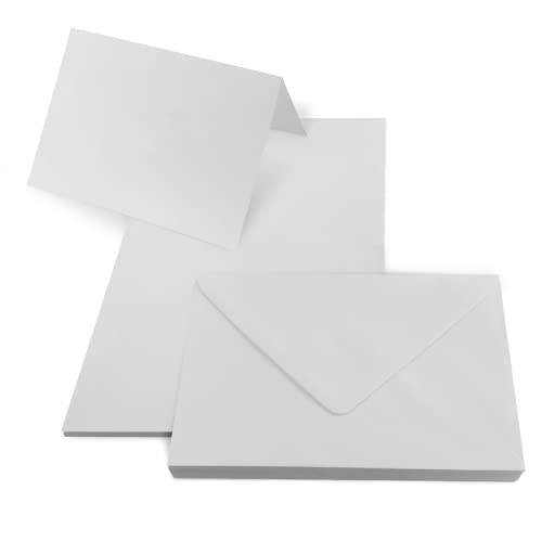 Netuno 25 Blankokarten mit Umschlägen DIN B6 Karten Rainbow Grau + 25 Umschläge Grau Kartenset Klappkarten und Briefumschläge B6 Papierkarten blanko und Kuverts farbig Kartenrohlinge mit Umschlag von Netuno