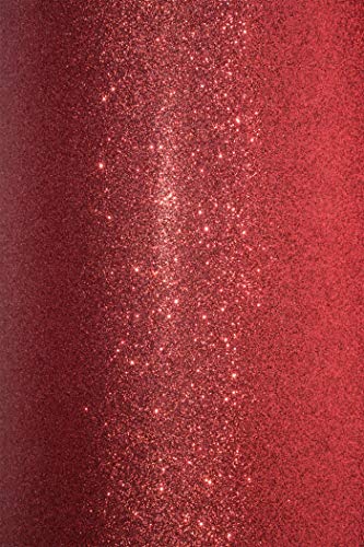 Netuno 25 Blatt Glitzer Karton Rot DIN A4 21 x 29,7 cm 210g Aster Glitter roter Karton glänzend Bastelbogen mit Glitzer zum Basteln und Dekorieren für Weihnachten Ostern Hochzeit Geburtstags-Party von Netuno