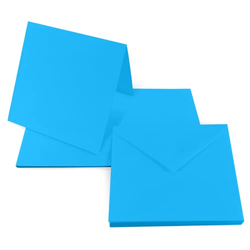 Netuno 25 Faltkarten + 25 quadratische Umschläge 14 x 14 cm Rainbow Dunkelblau Karten Set mit Brief-Hüllen Karteikarten gefaltet Kartenpaket Klapp-Karten mit Brief-Umschlag quadratisch bunt von Netuno