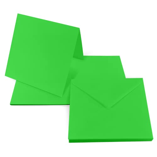 Netuno 25 Faltkarten + 25 quadratische Umschläge 14 x 14 cm Rainbow Grün Karten Set mit Brief-Hüllen Karteikarten gefaltet Kartenpaket Klapp-Karten mit Brief-Umschlag quadratisch bunt von Netuno