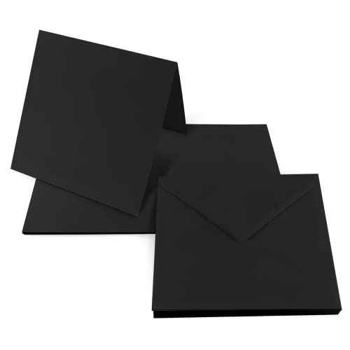 Netuno 25 Klapp-Karten blanko mit Briefumschlag Doppelkarten Schwarz + 25 quadratische Umschläge 14 x 14 cm Rainbow Karten Set mit Kuvert Papeterie quadratisch Kartenrohlinge farbig von Netuno