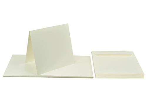 Netuno 25 Klapp-Karten blanko mit Umschlag Doppelkarten Creme + 25 quadratische Umschläge Creme Karten Set mit Umschlägen Karteikarten gefaltet + Briefumschläge quadratisch Kartenpaket Ecru von Netuno