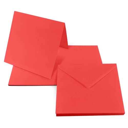 Netuno 25 Klapp-Karten blanko mit Umschlag Doppelkarten Rot + 25 quadratische Briefumschläge 14 x 14 cm Rainbow Karten Set mit Kuvert Karteikarten gefaltet + Umschläge quadratisch Papeterie Rot von Netuno