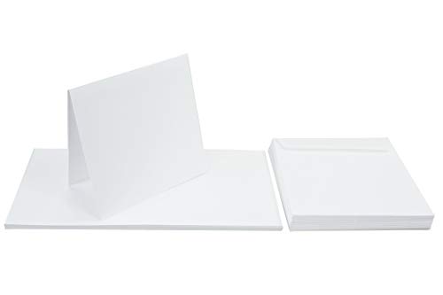 Netuno 25 Klapp-Karten blanko mit Umschlag Doppelkarten Weiß + 25 quadratische Umschläge Weiß Karten Set mit Umschlägen Karteikarten gefaltet + Briefumschläge quadratisch Kartenpaket Weiß von Netuno