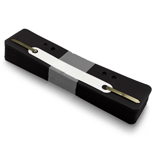 Netuno 25 Stück Heftstreifen Kunststoff Metallzunge Universallochung 60/80 3.4x15cm Format A4 Ordner Büro Schule Ablage Organisation Dokumente stabil praktisch HomeOffice schwarz von Netuno