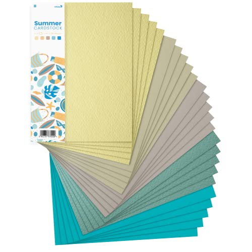 Netuno 25x Kreativ-Karton Sommer DIN A4 210 × 297 mm 5- farbig sortiert Fotokarton Mix buntes Blätter-Set Kartenset Tonzeichen-Karton Bastelkarton farbig Blankokarten DIY Kartenset Papier-Mix-Set von Netuno