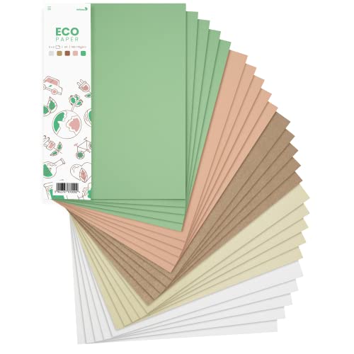 Netuno 25x Kreativ-Papier Naturfarben DIN A4 210 × 297 mm 5- farbig sortiert Bastel-Papier Tonzeichenpapier-Mix Bastelset Feinpapier bunt A4 Scrapbooking Papier Mix farbig Deko-Papier Natur von Netuno