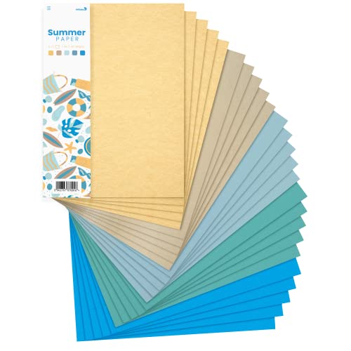 Netuno 25x Kreativ-Papier Sommer DIN A4 210 × 297 mm 5- farbig sortiert Bastel-Papier DIY Kartenset Tonzeichenpapier-Mix Bastelset Dekor-Papier Mix Scrapbooking Papier farbig Motivpapier von Netuno