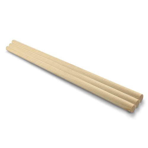 Netuno 3 Stück Makramee Holzstab 35 cm Durchmesser 12 mm Holzstäbchen rund zum Basteln Dekorationen DIY-Holz Stock Rundholzstab Bastelhölzer Stöcke Makramee Zubehör Holzstäbe Boho Home Decor Macrame von Netuno