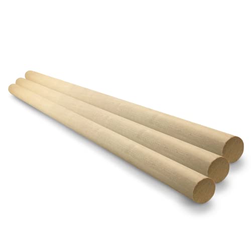 Netuno 3 Stück Makramee Holzstab 65 cm Durchmesser 25 mm Holzstäbchen rund zum Basteln Dekorationen DIY-Holz Stock Rundholzstab Bastelhölzer Stöcke Makramee Zubehör Holzstäbe Boho Home Decor Macrame von Netuno