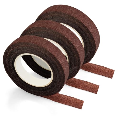 Netuno 3x Floristenband Braun 12mm x 25m Selbstklebend Dehnbar für Blumen Kränze Dekoration Floristik DIY von Netuno
