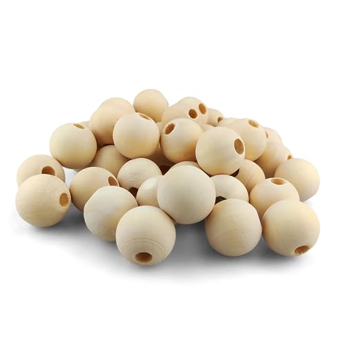Netuno 40 Stück Holzkugeln mit Loch 22 mm Holzkugeln Bastelperlen natürlich rund für DIY Schmuck Makramee zum Basteln Holzperlen mit großem Loch zum Auffädeln Bastelperlen Deko Holzkugeln Natur Netuno 40 Stück Holzkugeln mit Loch 22 mm Holzkugeln Bastelperlen natürlich rund für DIY Schmuck Makramee zum Basteln Holzperlen mit großem Loch zum Auffädeln Bastelperlen Deko Holzkugeln Natur von Netuno