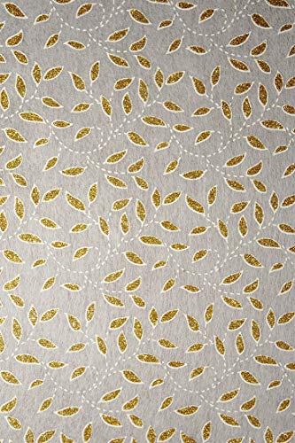 Netuno 5 Blatt dünnes Deko-Papier mit Muster 190 x 290 mm 40g Motivpapier Ecru mit Blättern in Ecru mit Gold Glitzer Bastelpapier Dekorpapier für Einladungen Hochzeit Weihnachten Taufe Geburtstag von Netuno