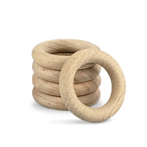 Netuno 5 Stück Holzringe Makramee 4 cm Naturholzringe zum Basteln Dekoration Ringe DIY-Holz Makramee Schmuck Traumfänger Dekor Macrame Natur-Holz Bastelring Boho Home Decor von Netuno