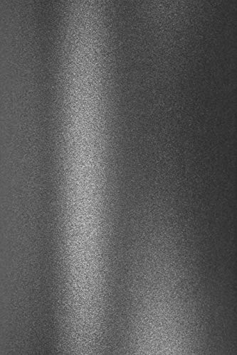 Netuno 50x Perlmutt-Anthrazit-Grau Bastelpapier DIN A5 210 x 148 mm 120g Majestic Anthracite Feinpapier mit Perlglanz doppelseitig schimmernd Bastel-Papier metallic glänzend zum Basteln von Netuno