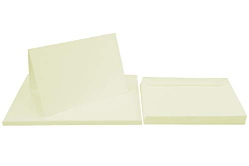 Netuno 50 Falt-Karten mit Umschlägen DIN A6 Karten Creme blanko + 50 Umschläge DIN C6 Kartenset Klappkarten + Briefumschläge C6 Papier-Karten blanko zum Selbstgestalten Karten Set mit Umschlag Ecru von Netuno
