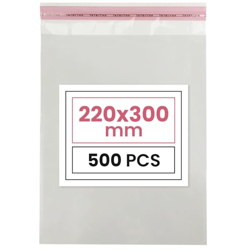 Netuno 500 Flachbeutel Hochglanz 22x30 cm mit Klappe (3cm) Peel & Seal PP Tütchen selbstklebend Plastiktüten klar Cellophantüte transparente Tüten mit Lasche von Netuno