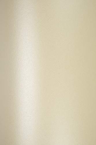 Netuno 50x Perlmutt-Creme Bastelpapier DIN A5 210 x 148 mm 120g Majestic Candelight Cream Perlglanz-Papier Metallic-Effekt Glanz-Papier cremefarben Perlmutt für Hochzeit Geburtstag Taufe von Netuno