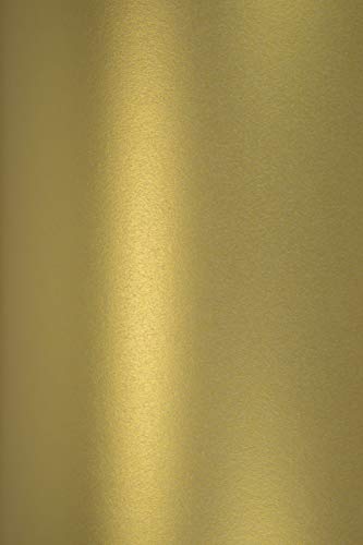 Netuno 50x Perlmutt-Echtgold Bastelpapier DIN A5 210 x 148 mm 120g Majestic Real Gold Glanzpapier Perlmutt metallic Effekt-Papier Perlglanz zum Basteln für Hochzeit Geburtstag Weihnachten von Netuno