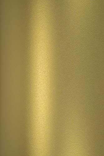 Netuno 50x Perlmutt-Echtgold Glanzkarton DIN A5 210 x 148 mm 250g Majestic Real Gold Bastelkarton Gold glänzend Feinkarton Effektkarton metallic für Hochzeitskarten Einladungskarten Weihnachten von Netuno