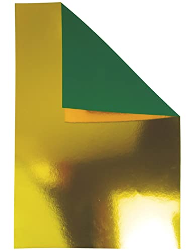 Netuno 50x Spiegelkarton Gold Grün einseitig bedruckt DIN A5 14,8 x 21 cm 260g Mirror Gold Effekt-Papier Metallic zum Basteln Deko-Karton mit Spiegel-Effekt von Netuno