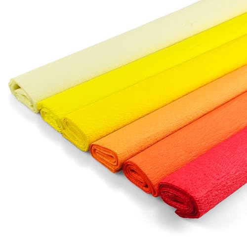 Netuno 6 Rollen Krepp-Papier Sonnentöne 200 x 50 cm Bastelpapier Krepppapier zum Basteln deko Rollen crepe paper von Netuno