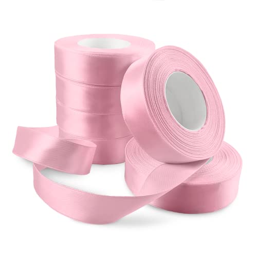 Netuno 6x Satinband Hellrosa 25 mm x 32 m Schleifenband bunt Geschenkband farbig Dekoband Stoffband Satinrolle Satinbänder rote Schleife Geschenk Verpacken Dekoration Satinband Rolle ribbon silk von Netuno