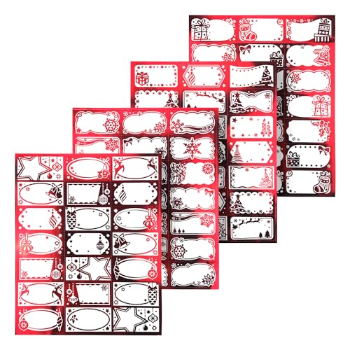 Netuno 84 Stück Weihnachtsaufkleber Rot Weiß selbstklebend Geschenkaufkleber Geschenketiketten Weihnachtssticker zum Beschriften Namensaufkleber Sticker für Geschenke Karten von Netuno
