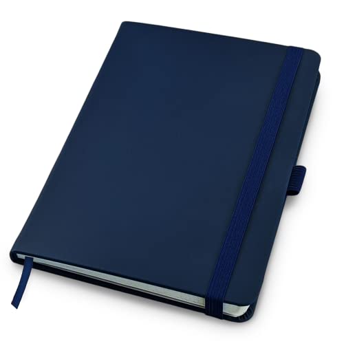 Netuno Notizbuch A5 kariert Dunkelblau 80 Blatt Schul-Heft mit Gummiband Innentasche Lesezeichen Notizheft Skizzenbuch Skizzenheft Tagebuch für Schule Büro Organizer Notebook with rubber band von Netuno