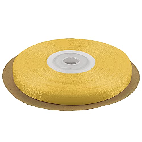 Netuno Schleifenband 6mm x 32m Farbe dunkelgelb Dekoband Geschenkband Organzaband Chiffon-Stoff für Dekoration DIY Basteln Handwerk Hochzeit Party Geschenke Verpackung von Netuno