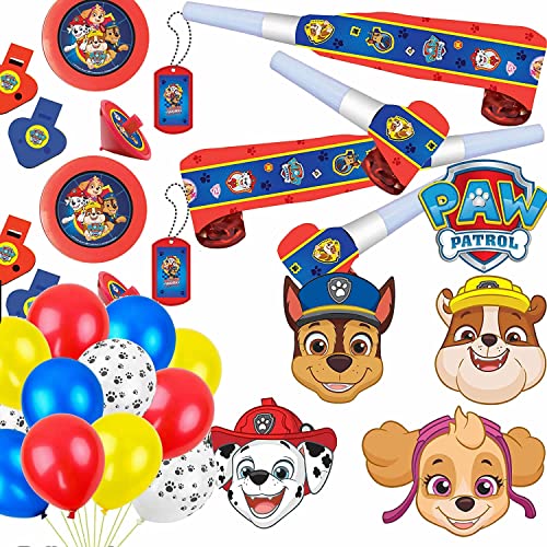 42-TLG. Mitgebsel- und Spiele-Set * PAW Patrol 2 * für Kindergeburtstag mit Masken + Blow-Outs + diverses Mitgebsel + Luftballons | Kinder Geburtstag Set | Hunde Mottoparty mit Ryder & Pfoten von Neu 2019: