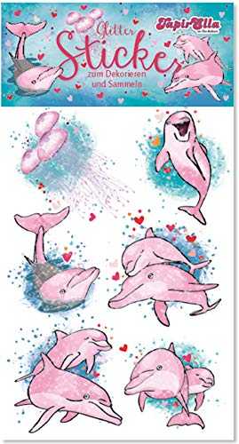 Neu 2019: Glitter-Sticker * ROSA Delfine * von Lutz Mauder | 72304 | als Mitgebsel für Kinder | Unicorn Aufkleber zum Kindergeburtstag & Basteln von Lutz Mauder