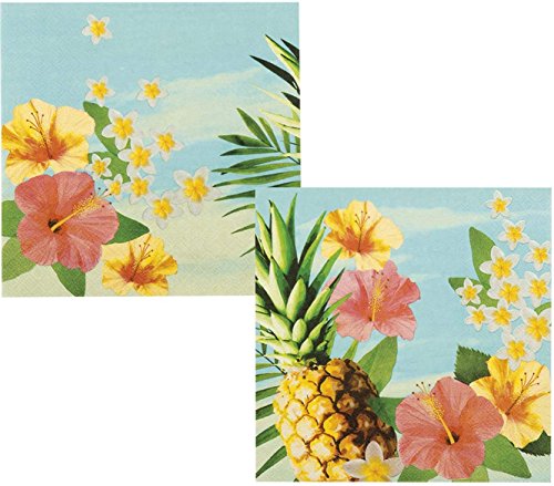 Neu: 12 Servietten * Paradies * für Eine Fröhliche Mottoparty im Sommer | Gartenparty Hibiskus Strand Hawaii Paradise Motto Party Napkins von Neu: