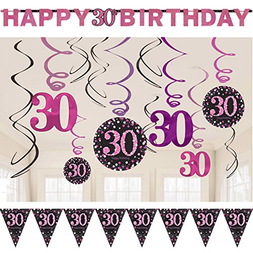 Neu: 23-TLG. Deko-Set * Magenta Sparkling * für den 30. Geburtstag | Dekoration für die Decke | Wimpelkette + Girlande + Deko-Wirbel | Party dreißig rosa Neu: 23-TLG. Deko-Set * Magenta Sparkling * für den 30. Geburtstag | Dekoration für die Decke | Wimpelkette + Girlande + Deko-Wirbel | Party dreißig rosa von Neu: