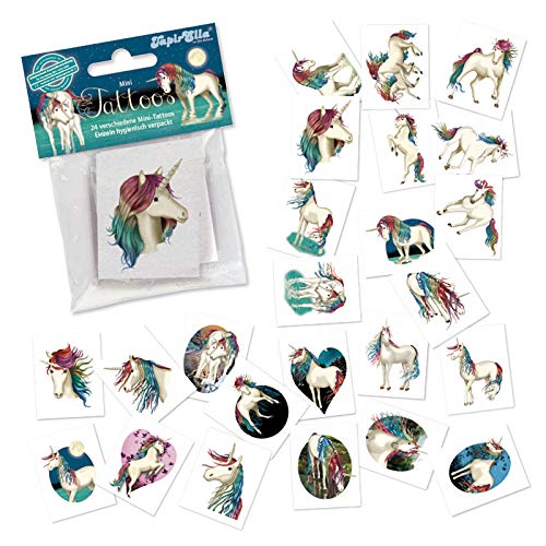 Neu: 24 Tattoos LUNABELLE Einhorn von Lutz Mauder | Tapirella Magisches Einhorn Sticker Tattoo Kindertattoo von Neu: