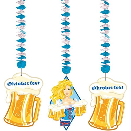 Neu: 3 Deko-Spiralen * Oktoberfest * für die Wiesn oder eine Bier-Party | Deko Dekoration Motto Feier Bayern Oktober Fest Decke Wirbel Maßkrug Maßbier Maß von Neu:
