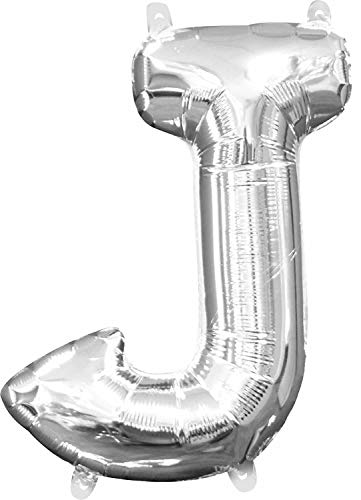 Neu: Folienballon * Buchstabe J * in Silber als Deko für Party und Geburtstag | 83cm groß, wiederaufblasbar | Ballondeko Helium Ballongas Jot Alphabet von Neu: