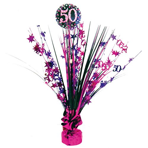 Neu: Tisch-Dekoration * Magenta Sparkling * für den 50. Geburtstag | fünfzig Jahre Centerpiece Deko Happy Birthday Set rosa Glitzer schwarz von Neu: