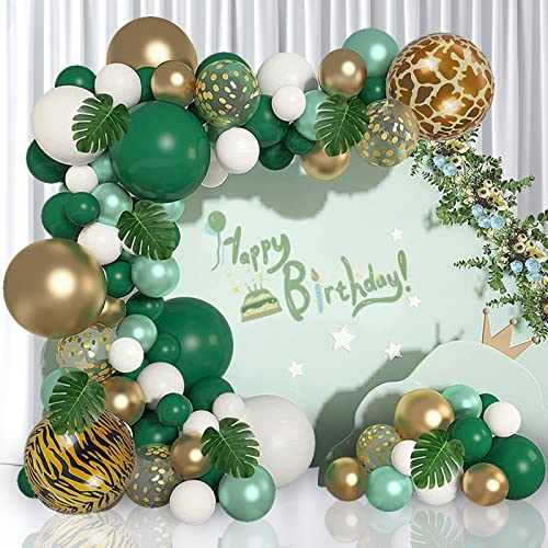 NeuWee Dschungel Geburtstag Dekoration, Jungen Safari Geburtstagsdeko Tiermuster Grün Luftballons Girlande mit Palmblättern für Dschungel Party Deko Geburtstag Safari Party Dekoration NeuWee Dschungel Geburtstag Dekoration, Jungen Safari Geburtstagsdeko Tiermuster Grün Luftballons Girlande mit Palmblättern für Dschungel Party Deko Geburtstag Safari Party Dekoration von NeuWee