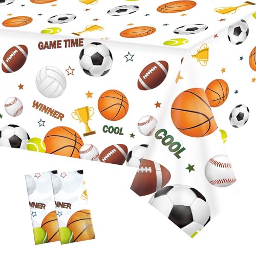 2 Stück Sport-Geburtstagsparty-Dekorationen – 137 x 274 cm Tischdecken für Fußball, Basketball, Baseball und Fußball – All-Star-Sport-Party-Dekor 2 Stück Sport-Geburtstagsparty-Dekorationen – 137 x 274 cm Tischdecken für Fußball, Basketball, Baseball und Fußball – All-Star-Sport-Party-Dekor von NeusWonder