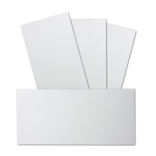 200 Stück DIN Lang Karton mit Leinenstruktur - Farbe: Weiss - 99 x 210 mm - 250 Gramm pro m² - Einzelkarte ohne Falz - Ideal zum Basteln, Scrapbooking, Grußkarte - GUSTAV NEUSER von NEUSER PAPIER