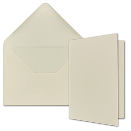 NEUSER A5 Doppelkarten Set inklusive Briefumschläge - 10er-Set - Blanko Naturweiß Einladungskarten in Creme-Weiß - Faltkarten mit Umschlägen von NEUSER