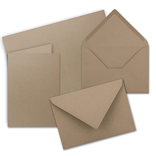 Faltkarten Set mit Brief-Umschlägen DIN A6 / C6 in Cappuccino - 25 Sets - 14,8 x 10,5 cm - Premium Qualität - Serie FarbenFroh von Neuser