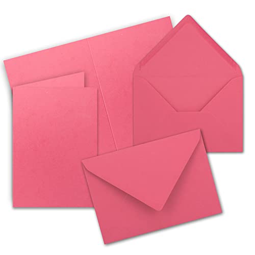 Faltkarten Set mit Brief-Umschlägen DIN A6 / C6 in Flamingo-Pink - 25 Sets - 14,8 x 10,5 cm - Premium Qualität - Serie FarbenFroh von Neuser