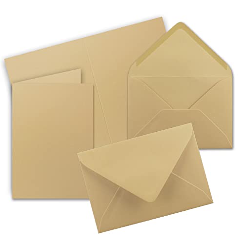 Faltkarten SET mit Brief-Umschlägen DIN A6 / C6 in Karamel - 25 Sets - 14,8 x 10,5 cm - Premium Qualität - Serie FarbenFroh von Neuser
