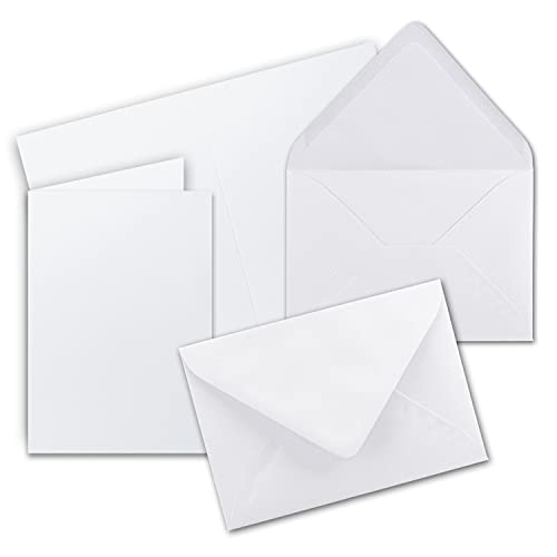Faltkarten Set mit Brief-Umschlägen DIN A6 / C6 in Kristallweiß - 50 Sets - 14,8 x 10,5 cm - Premium Qualität - Serie FarbenFroh von FarbenFroh by GUSTAV NEUSER