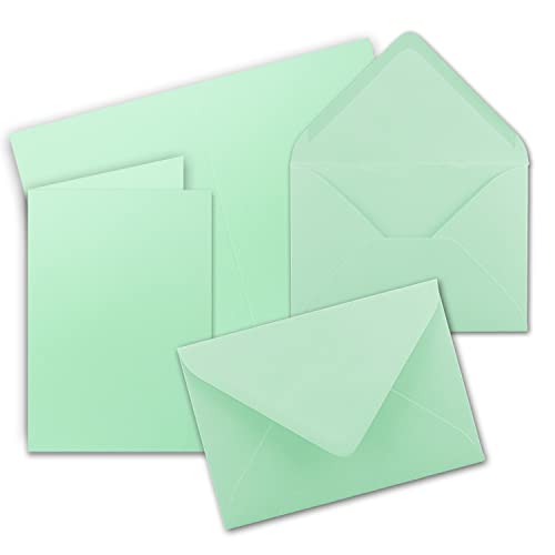 Faltkarten Set mit Brief-Umschlägen DIN A6 / C6 in Mintgrün - 25 Sets - 14,8 x 10,5 cm - Premium Qualität - Serie FarbenFroh von Neuser
